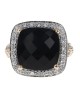 Black Onyx and Diamond Halo Fashion Ring